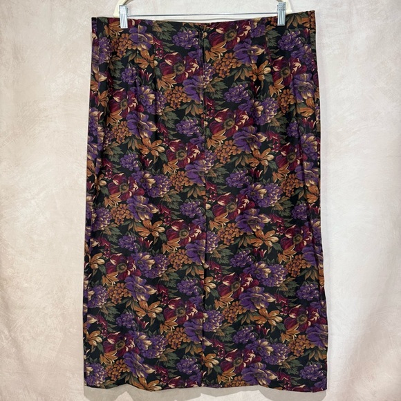 Briggs New York Plus Size 20W Midi Skirt Floral Slit Whimsigoth Dark Academia - Picture 4 of 10